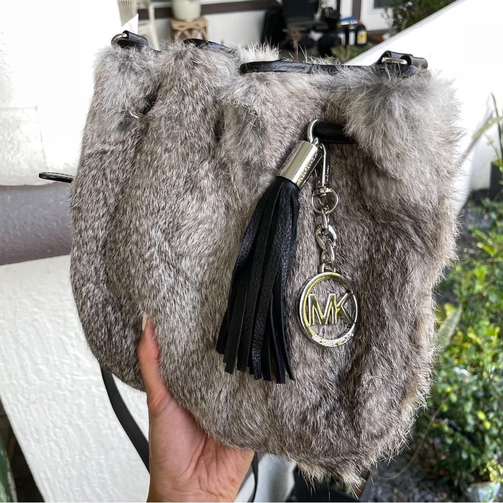 Genuine Rabbit Fur Michael Kors Leather Crossbody
